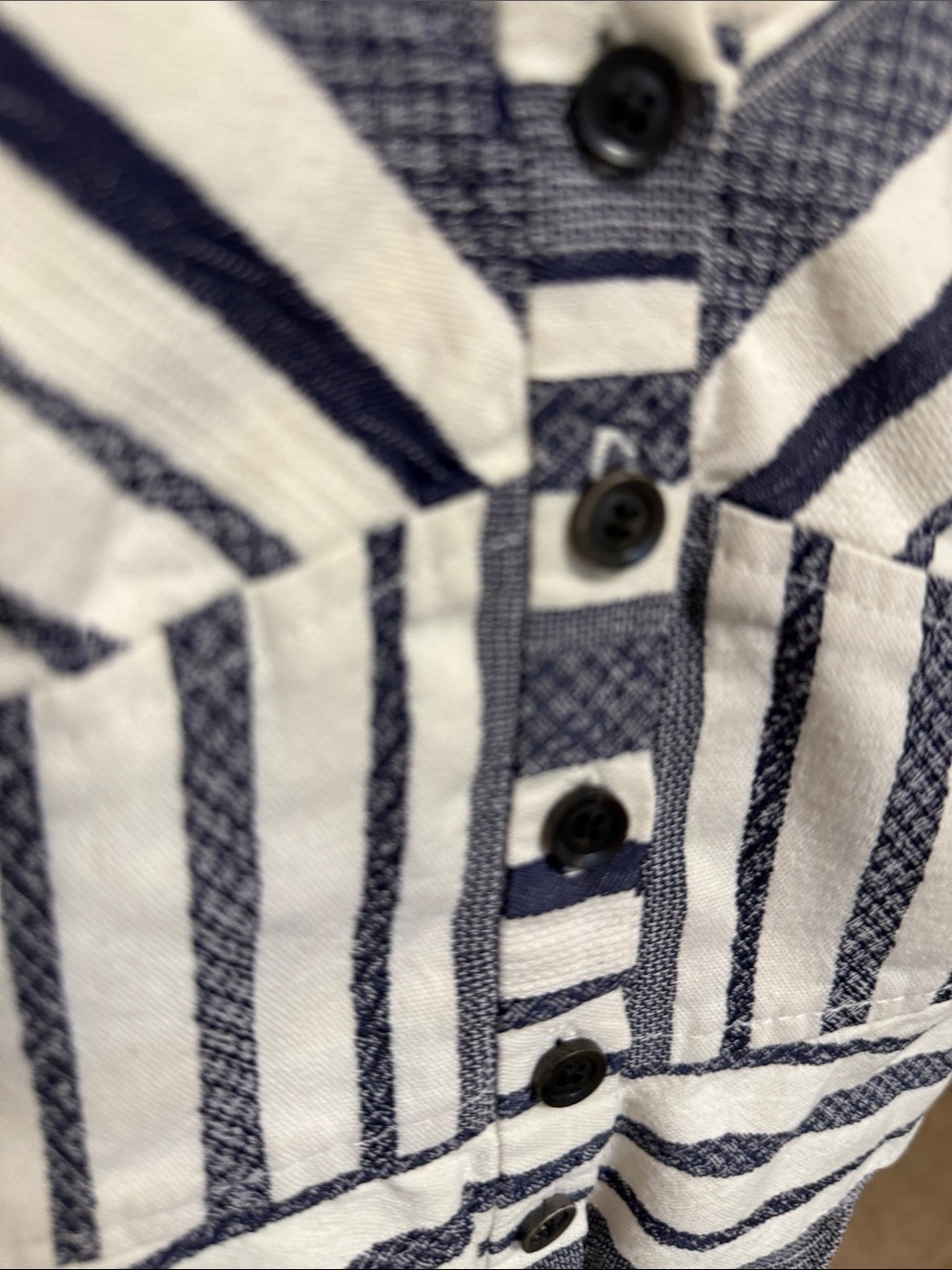 Marissa Web 💗Striped Button-Front Crop Top - Navy & White - Picture 7 of 13